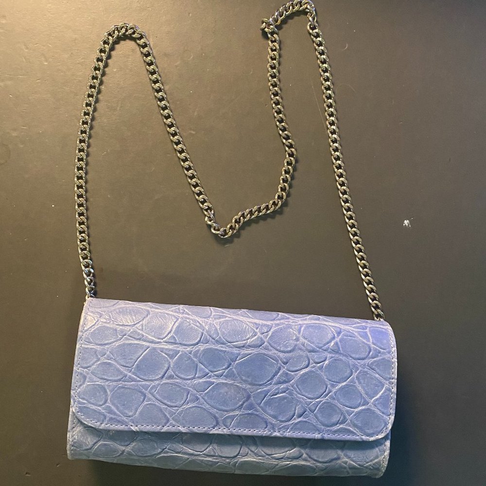 Vintage Carlos Falchi Blue Embossed Leather Bag